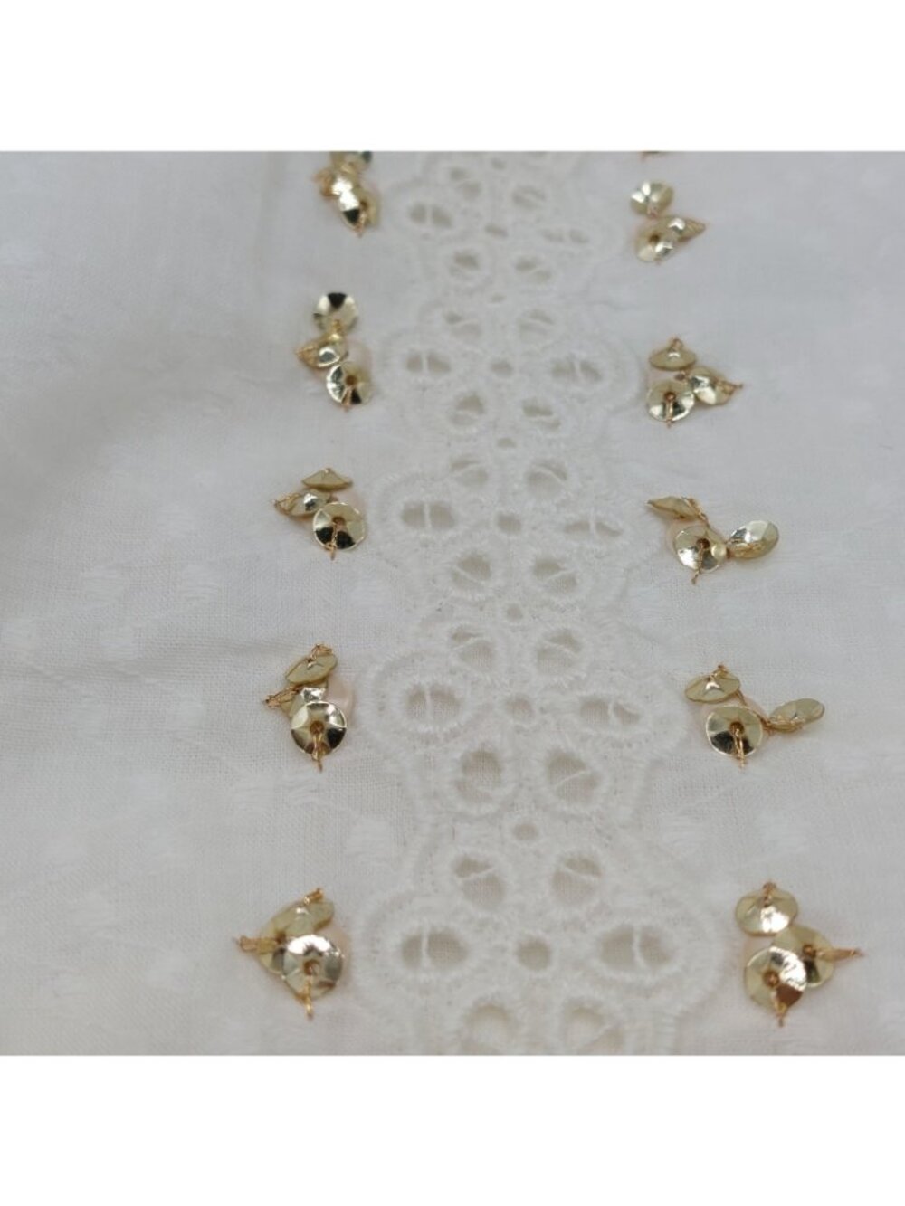 Chicos Shirt Front White Gold Sequins Size 2 Blouse Large - Picture 9 of 9